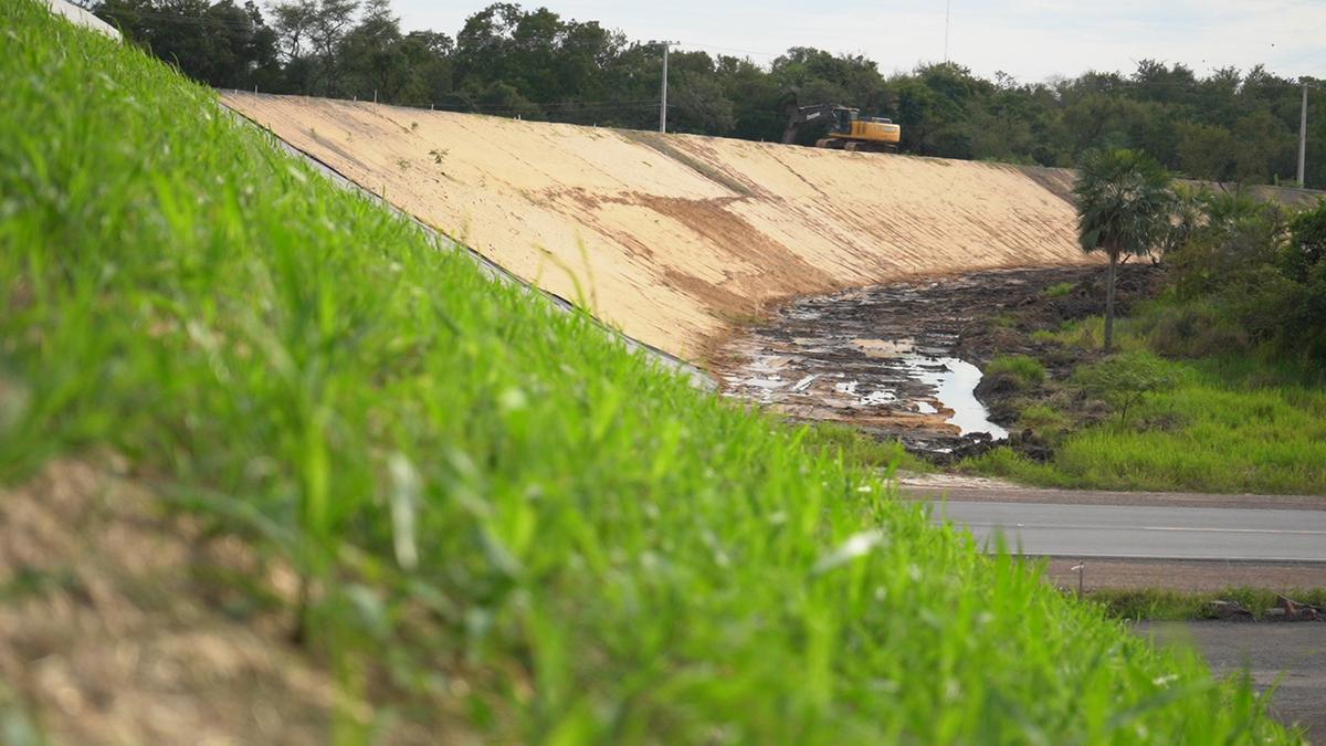 El talud revegetado junto a la calzada