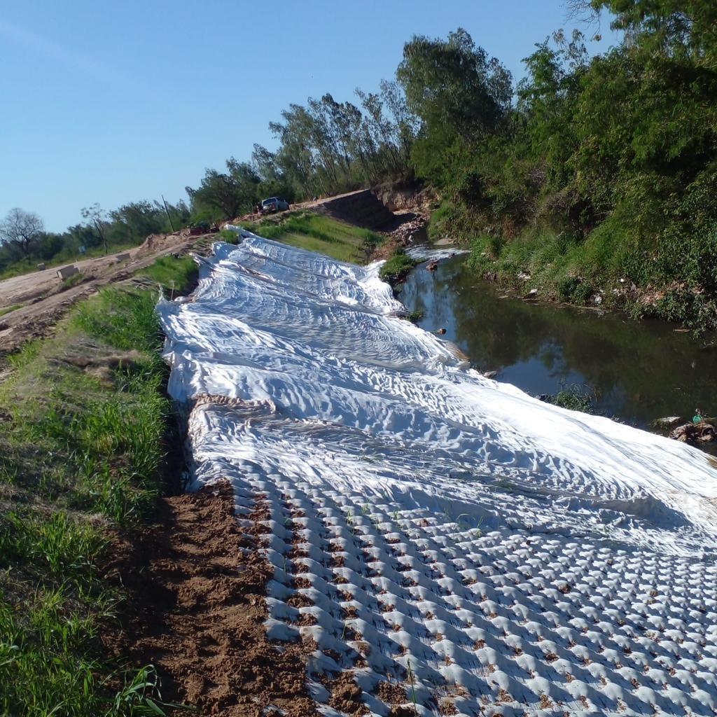 El colchón revistiendo el arroyo, con la vegetación en las márgenes